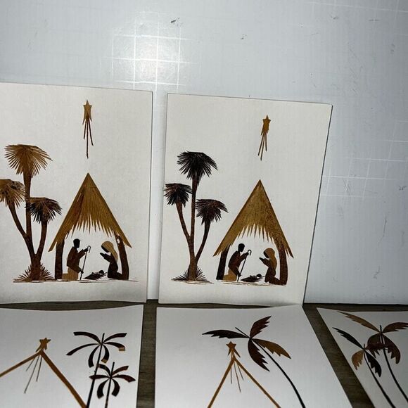 Vintage Wood Cut Veneer Blank Cards Caribbean Handmade Set 10 4”X5.5” Ethnic - Picture 3 of 9